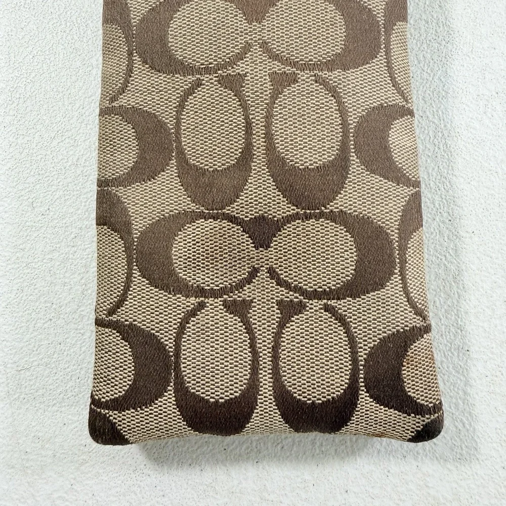 Coach Signature Canvas Leather Soft Eyeglasses Sunglasses Case Gold Squeeze Top